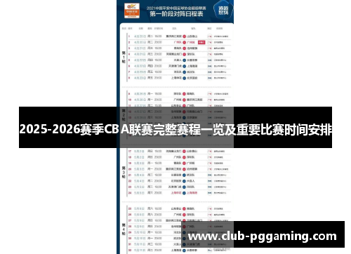 2025-2026赛季CBA联赛完整赛程一览及重要比赛时间安排